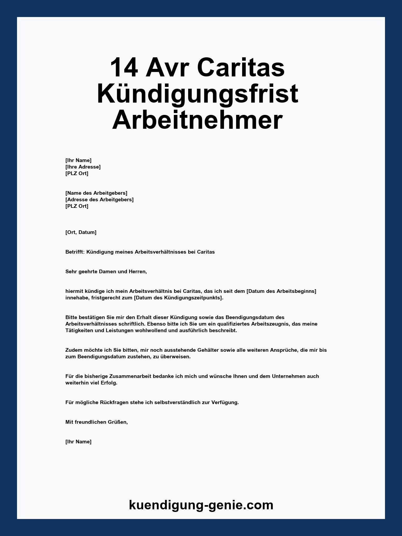 14 Avr Caritas Kündigungsfrist Arbeitnehmer