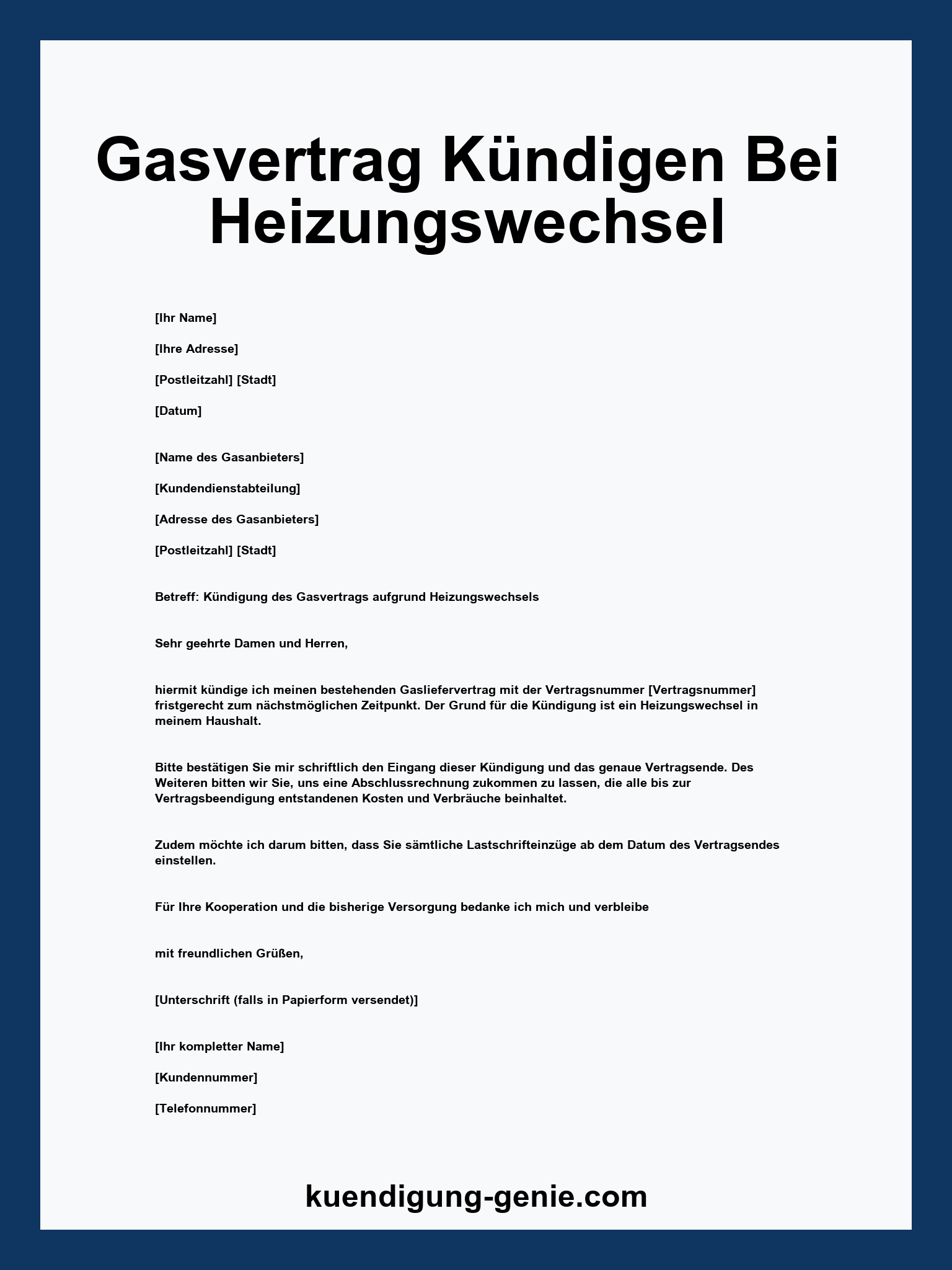 Gasvertrag Kündigen Bei Heizungswechsel
