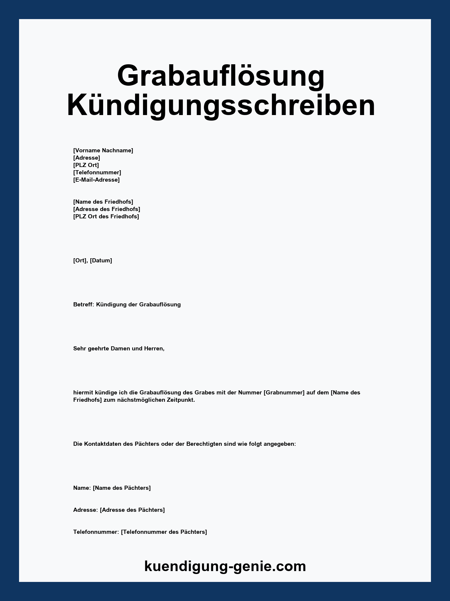 Grabauflösung Kündigungsschreiben