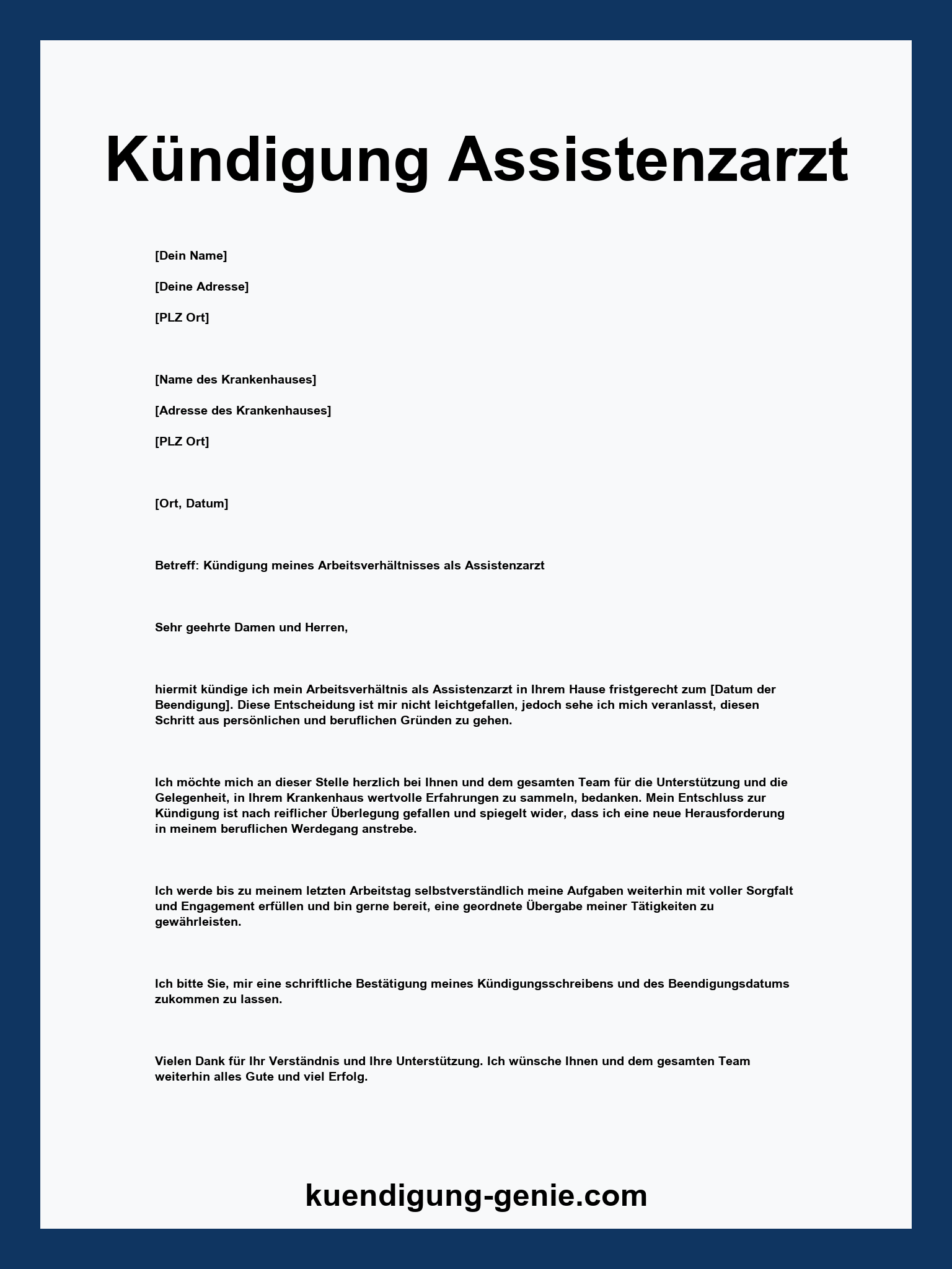 Kündigung Assistenzarzt Muster