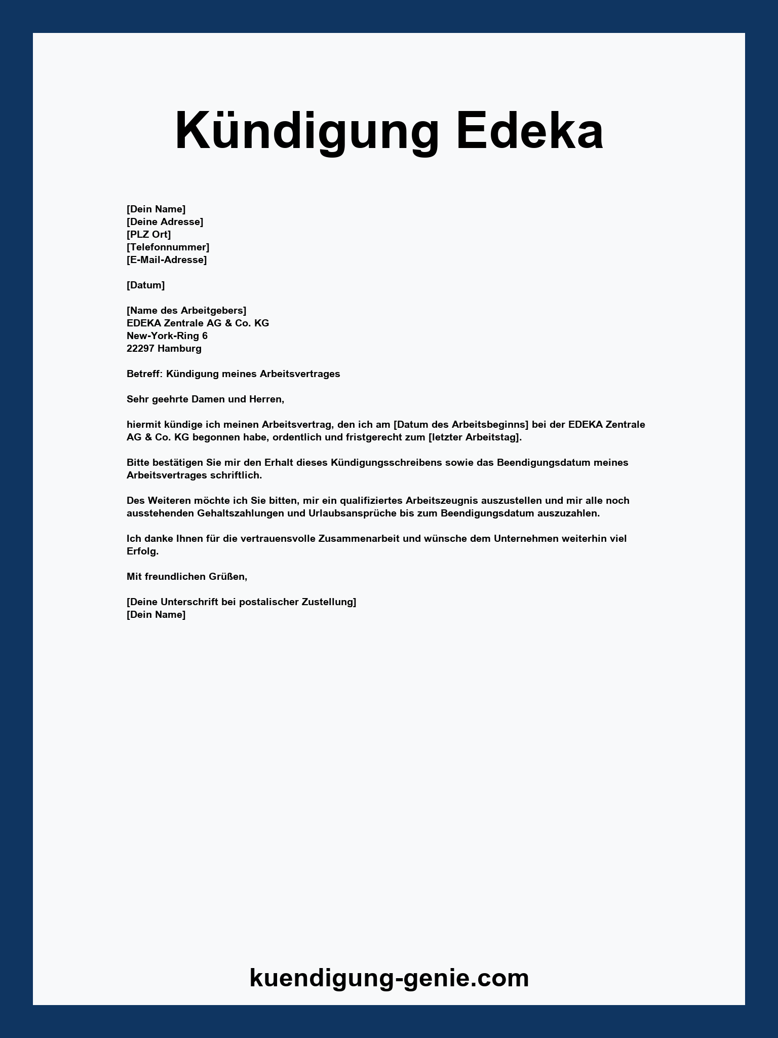 Kündigung Edeka Vorlage