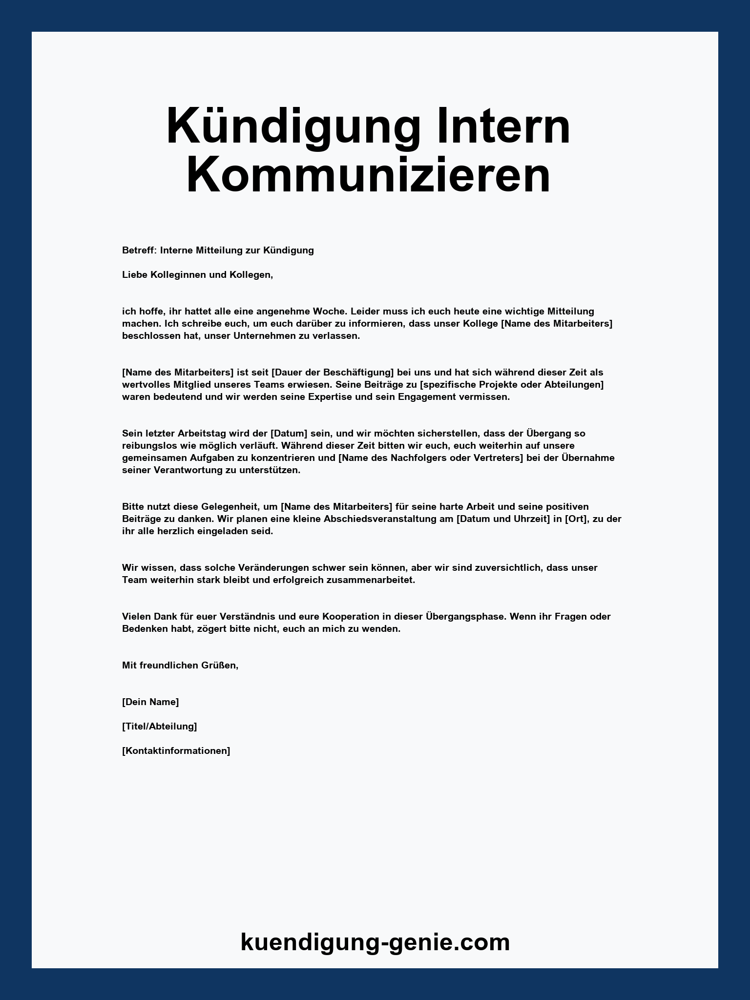 Kündigung Intern Kommunizieren Muster