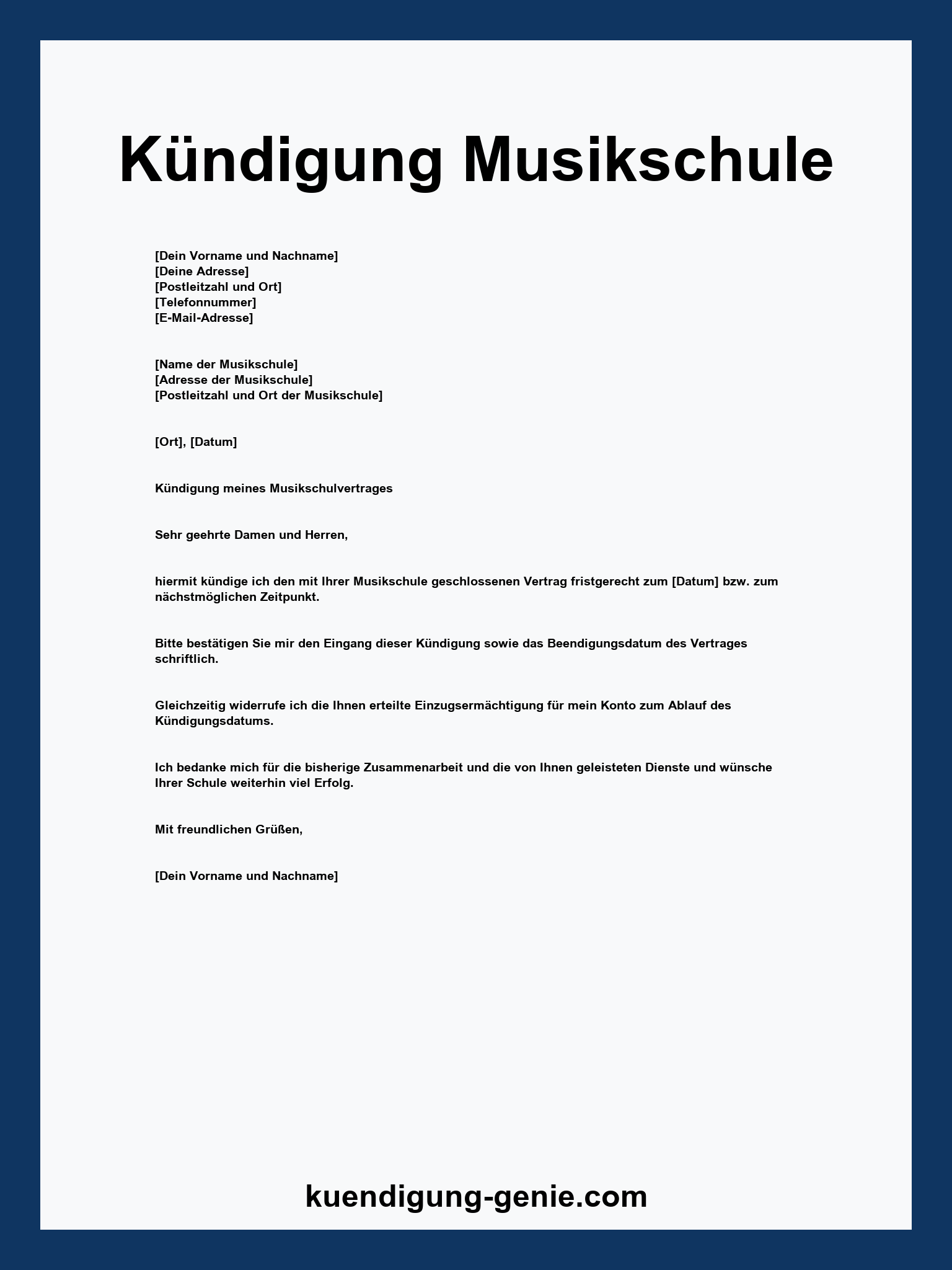 Kündigung Musikschule Muster