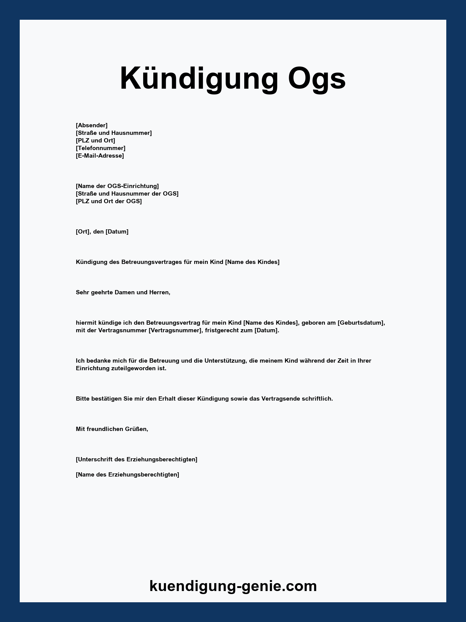 Kündigung Ogs Muster