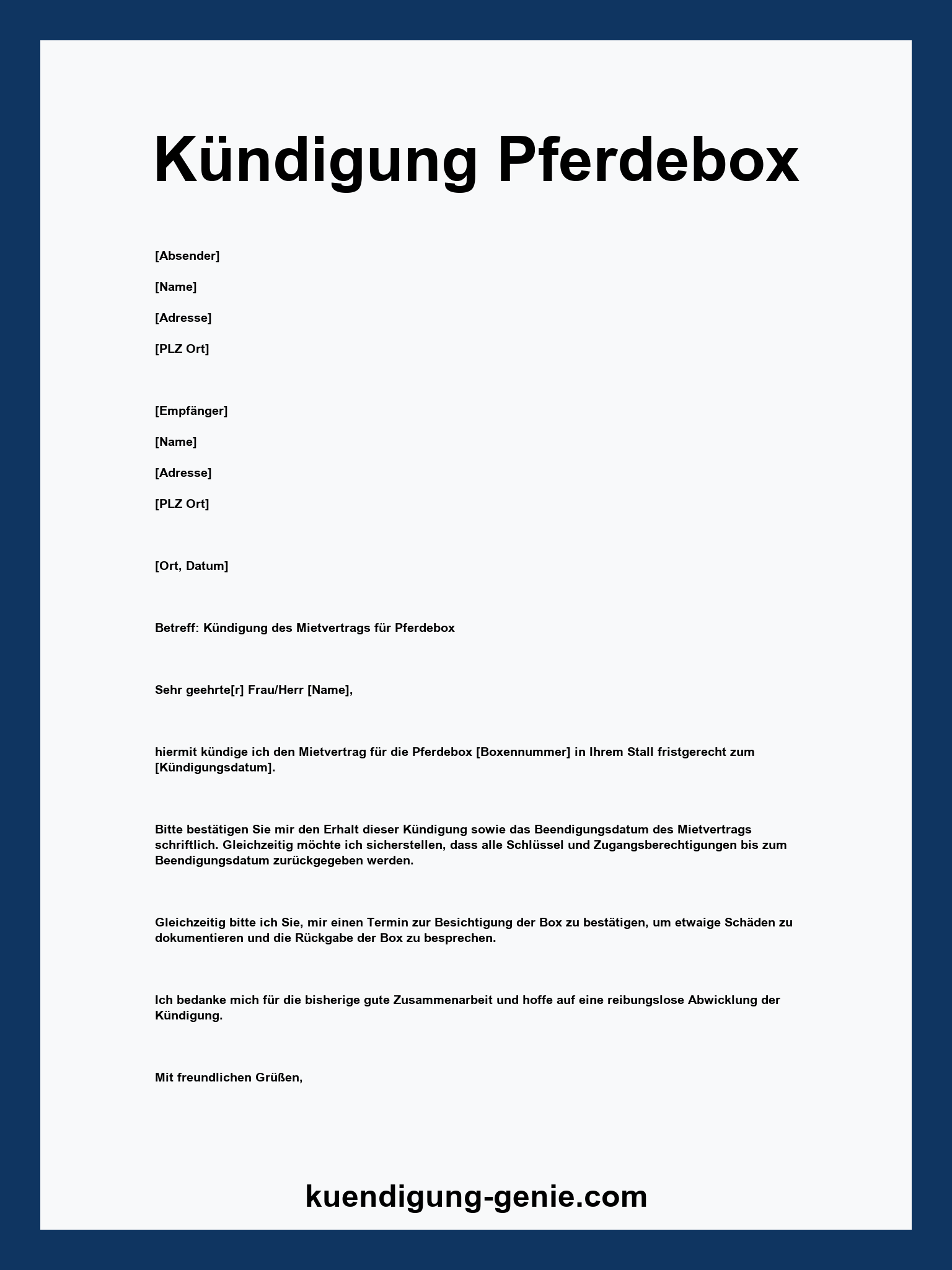 Kündigung Pferdebox Muster