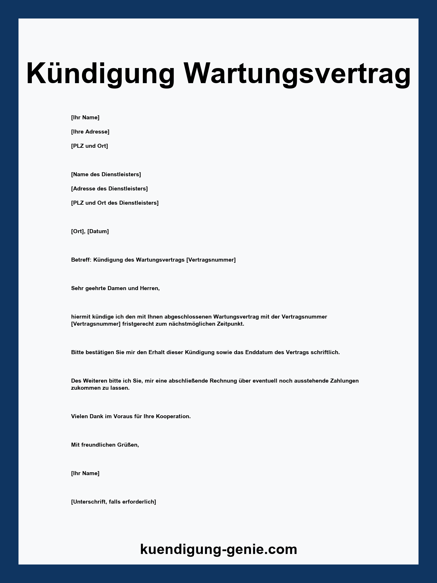 Kündigung Wartungsvertrag