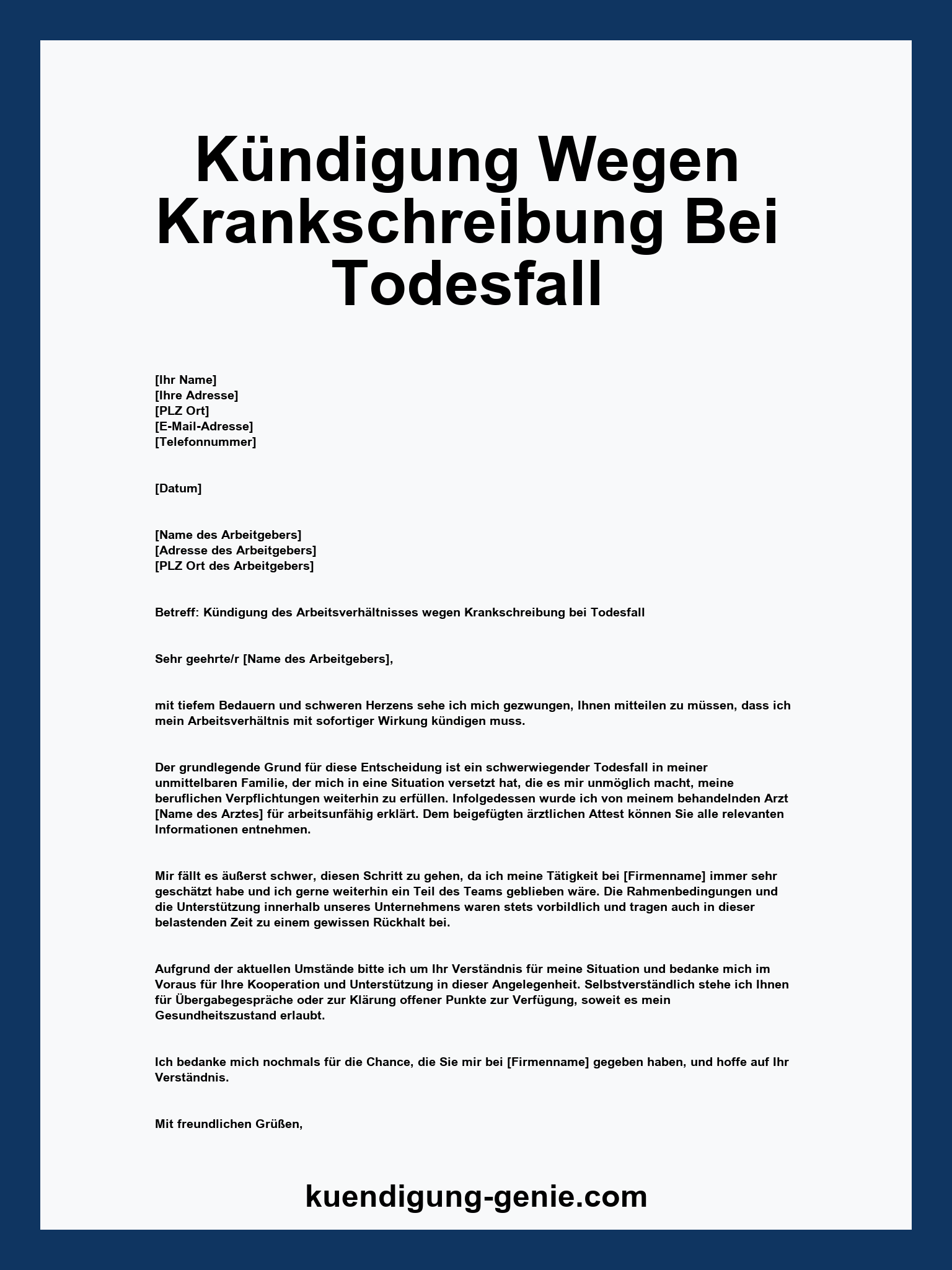 Kündigung Wegen Krankschreibung Bei Todesfall