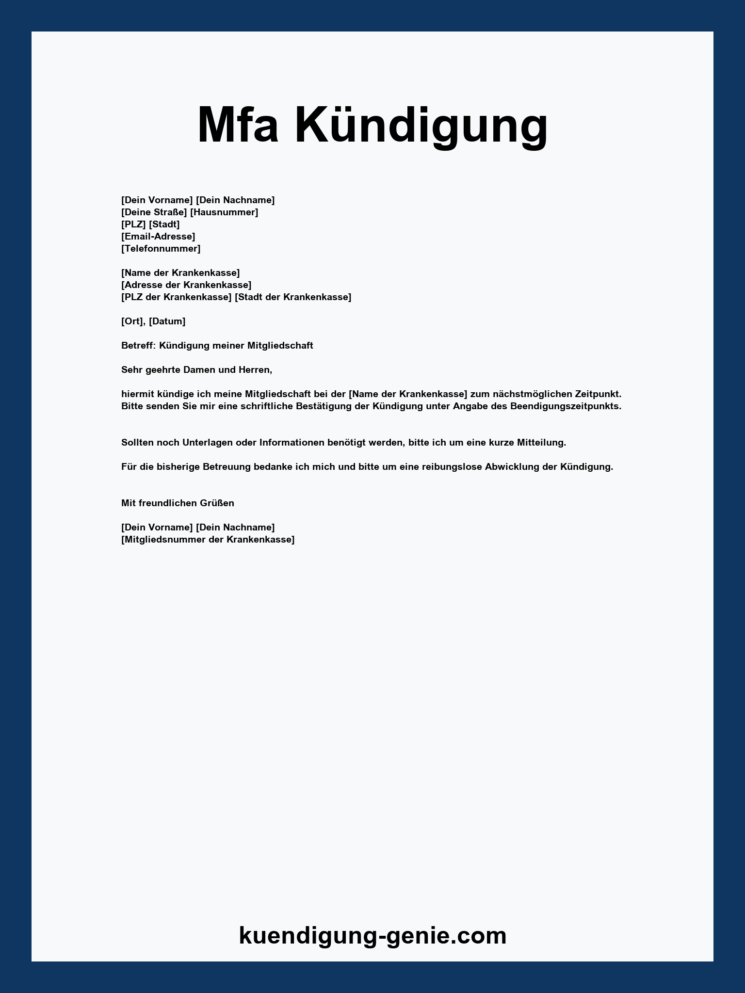 Mfa Kündigung Muster