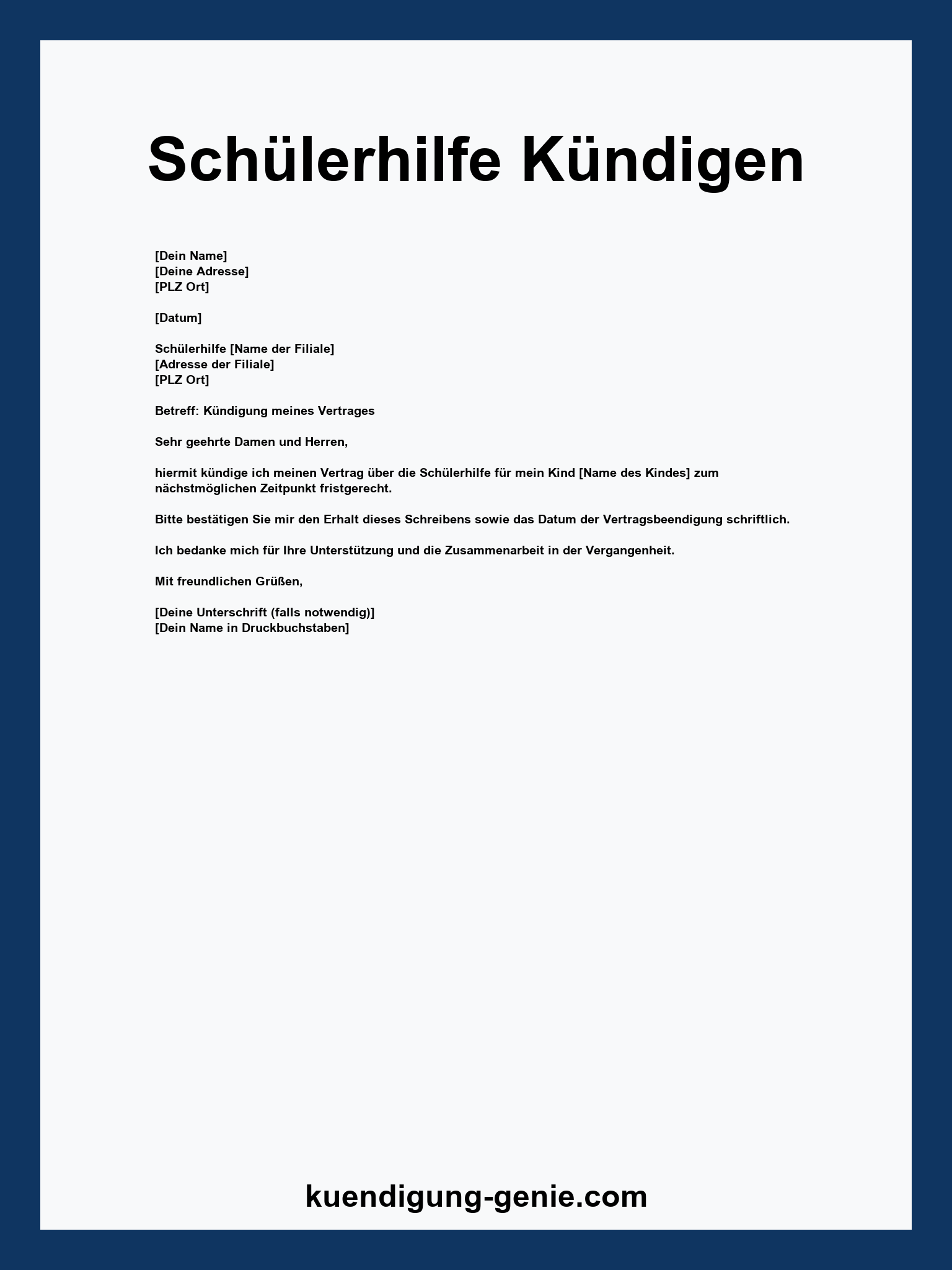 Schülerhilfe Kündigen - PDF