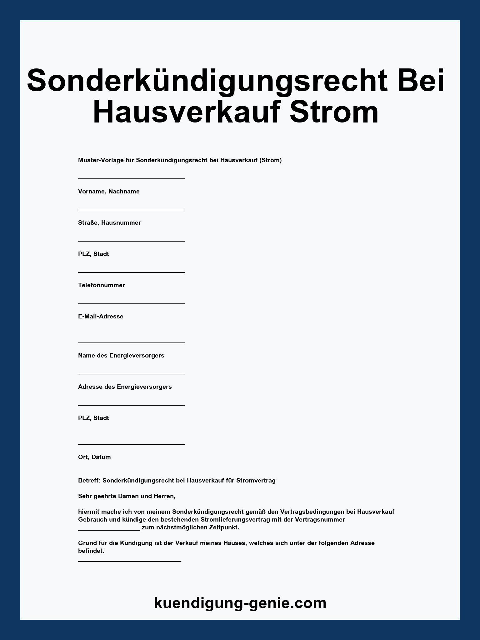 Sonderkündigungsrecht Bei Hausverkauf Strom