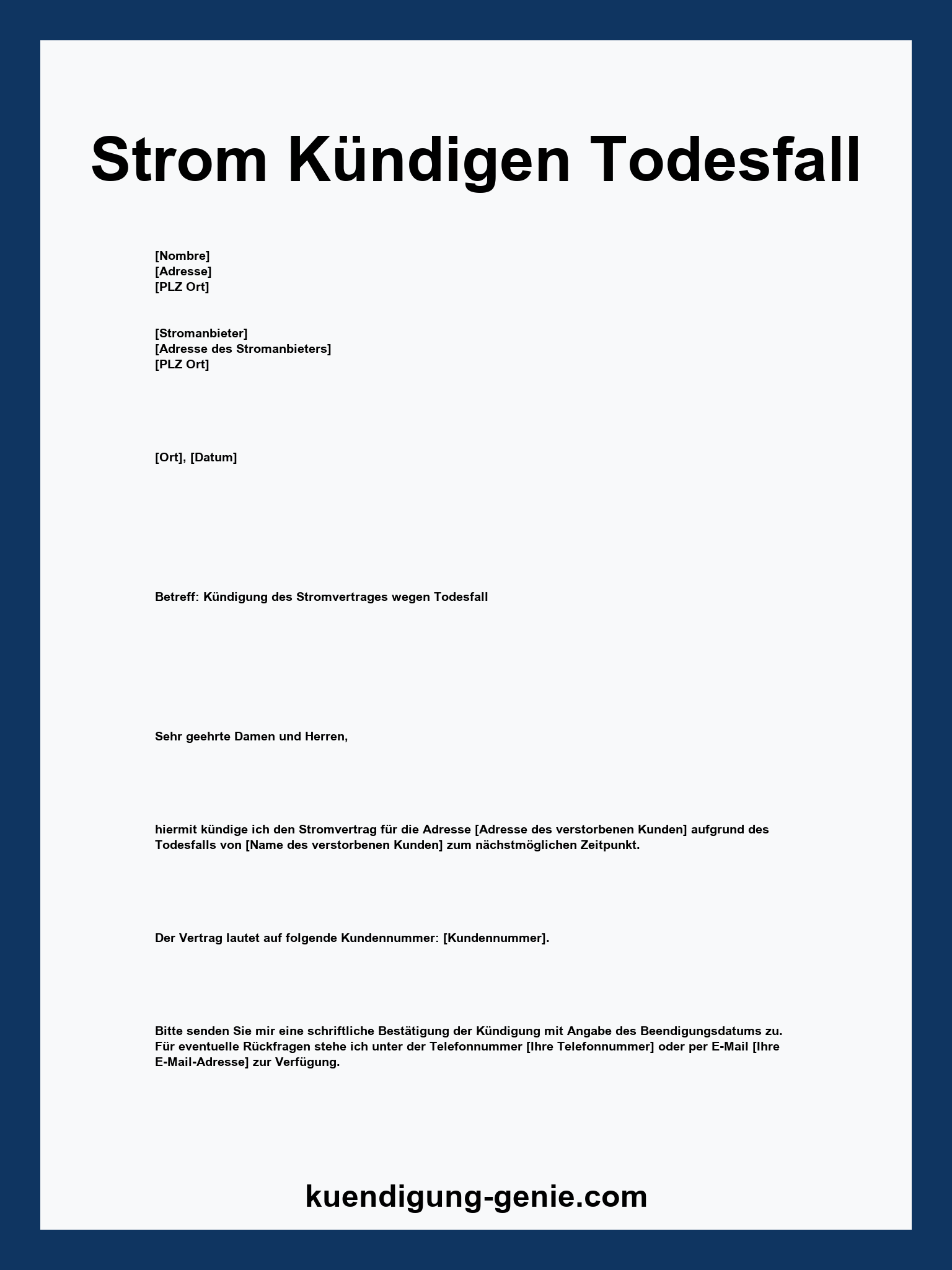 Strom k ndigen todesfall vorlage