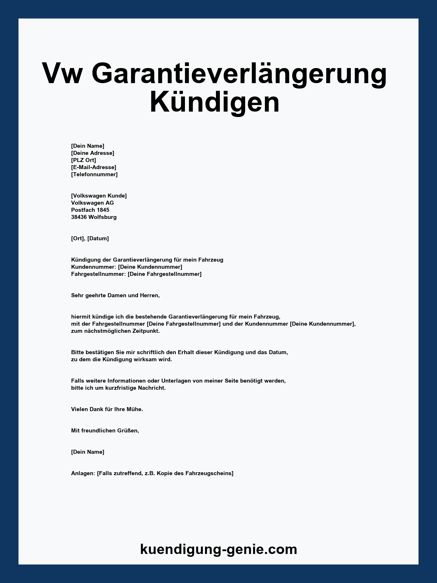 Vw Garantieverlängerung Kündigen Vorlage